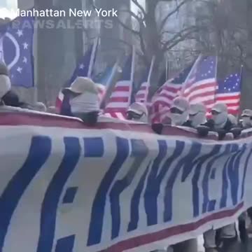 🚨 A group called the Patriot Front marching at the World Trade Center on Sat