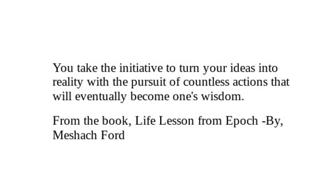 Life Lesson from Epoch