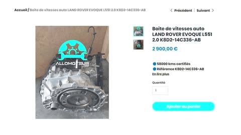 ALLOMOTEUR.COM - Boite de vitesses auto LAND ROVER EVOQUE L551 2.0 K8D2-14C336-AB