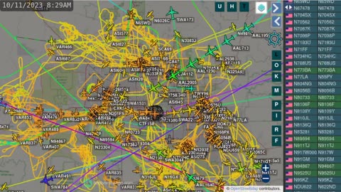 Phoenix AZ Air traffic Time Lapsed 8am-5pm Oct 11th 2023