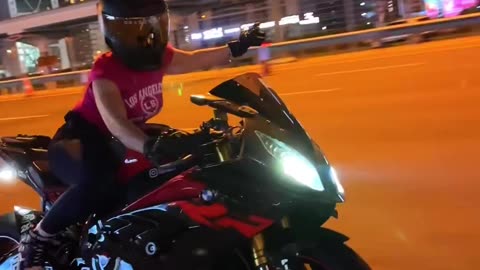 Biker girl #Bikeride #nightride #motovlogger