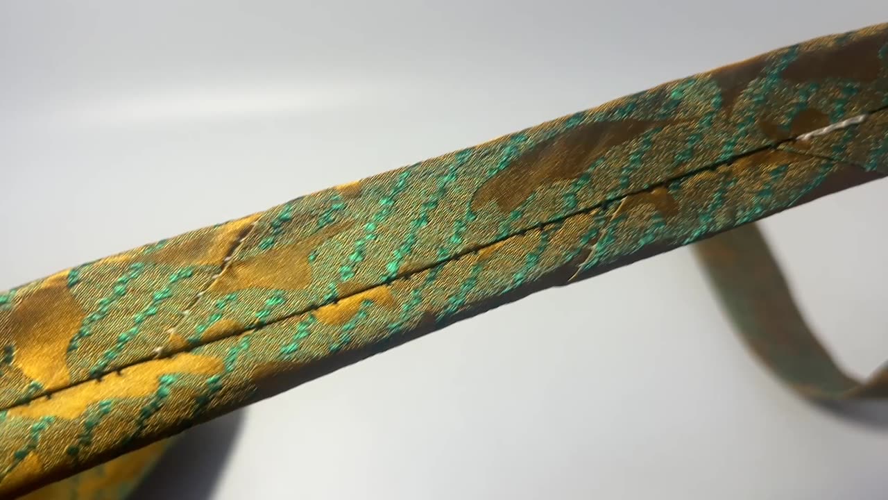 Vintage Prince Consort Golden Clasp Green Gold Necktie 55" x 4"