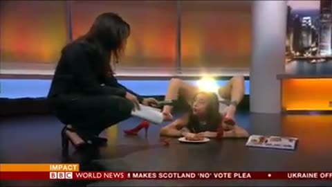 An incridible Flexible Girl on BBC news Anchor "WWaaooo"