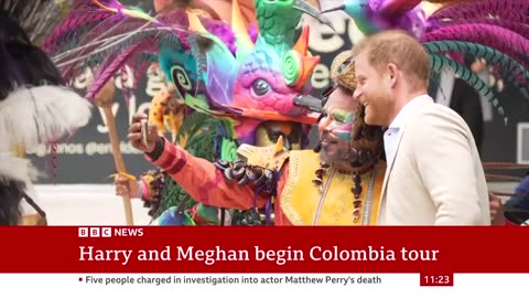 Prince Harry and Meghan arrive in Colombia