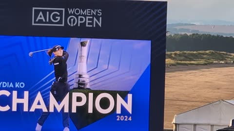 Lydia ko being interviewed on 18th Green Sunday AIG Woman's open Golf Championship St Andrews