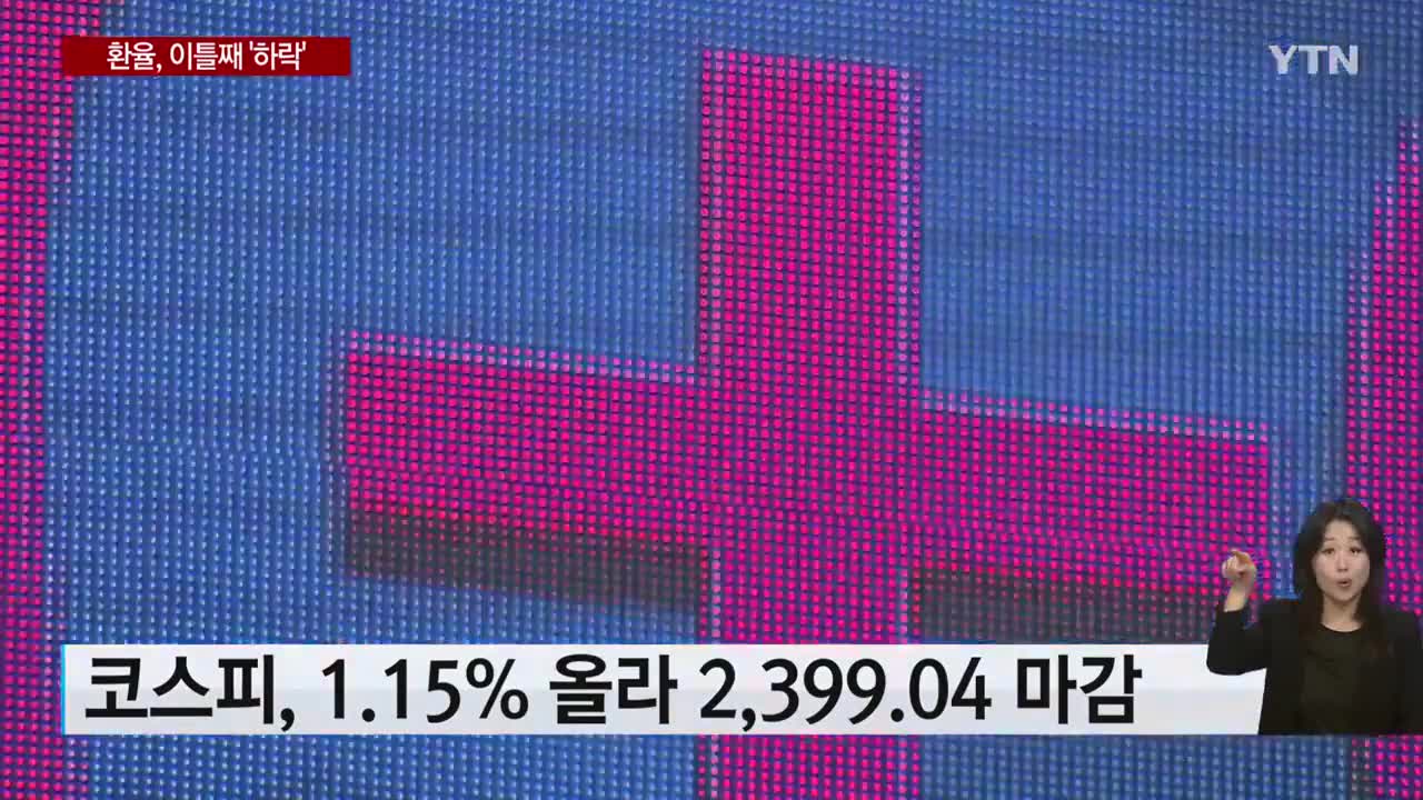 환율, 한달 여 만에 1,400 밑돌아...코스피도 1%이상 상승