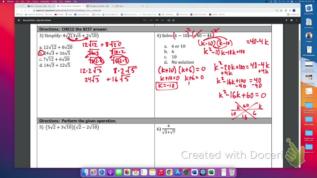 IM3 Alg2CC Unit 4 Radical Review