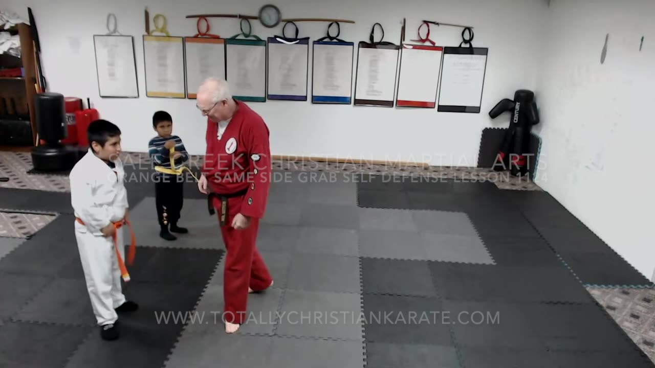 TCK Kids Orange Belt Same Side Grab Self Defense Lesson 1124