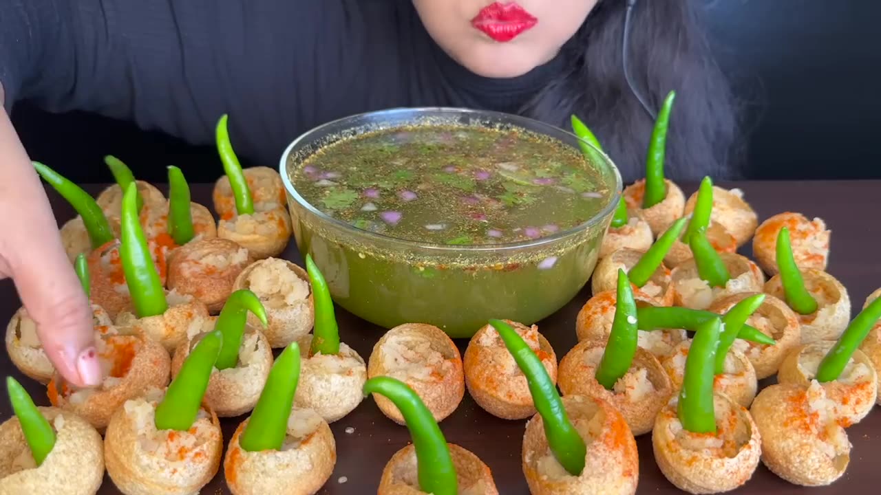 ASMR EATING SPICY PANIPURI *FOOD VIDEOS*