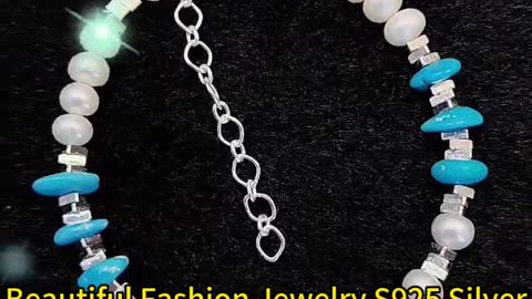 GN-20241107-02 Beautiful Fashion Jewelry S925 Silver with Natural Pearls High Quality Turquoise