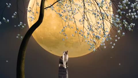 Kitty & full moon