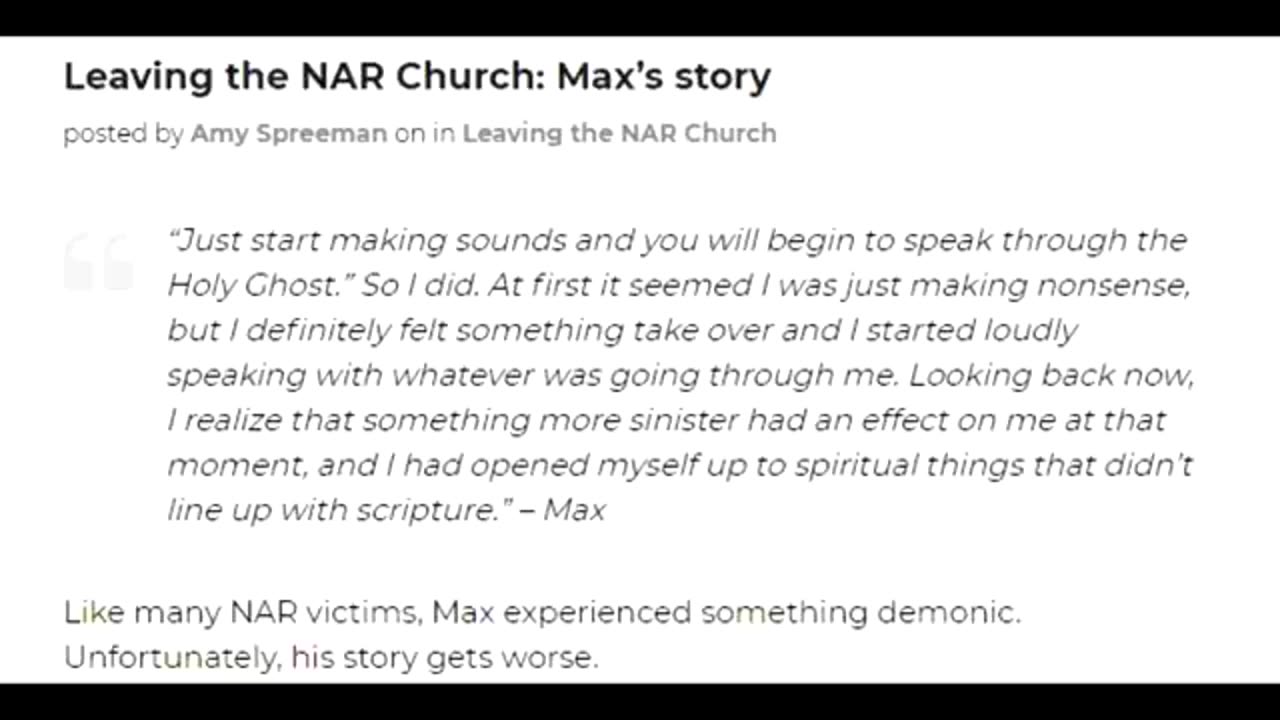 Leaving The New Apostolic Reformation - The Testimonies