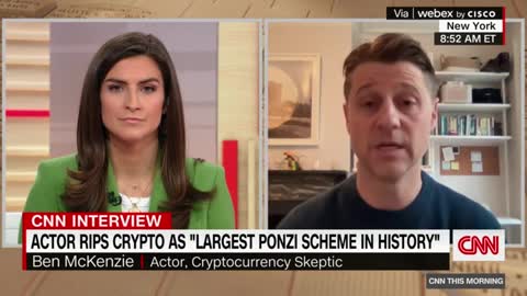 Actor rips crypto as 'largest Ponzi scheme in history'