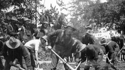 U.S. Troops Making Military Road In Front Of Santiago (1898 Original Black & White Film)