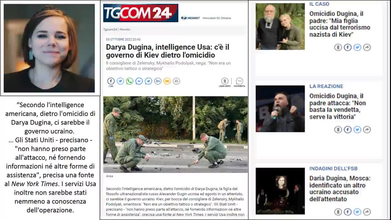 Intelligence USA: C'e' il governo di Kiev dietro l'omicidio di Dugina!