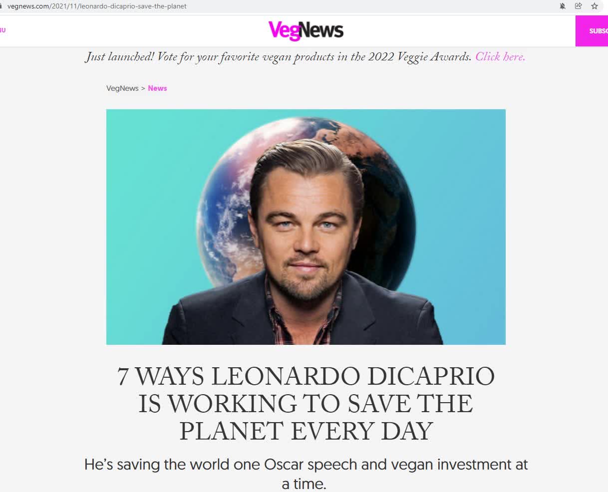 LEONARDO DICAPRIO AGAIN SAYS WE NEED ENVIR SOLUTIONS-BUT HAS REFUSED SOLUTIONS FOR 15+ YRS NOW