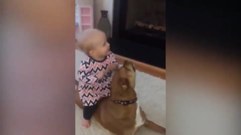 Baby Riding Dog