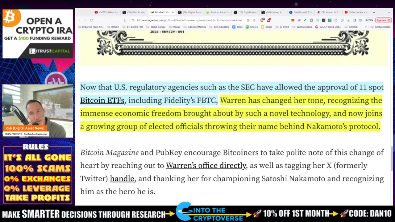 I CAN'T BELIEVE IT - SENATOR ELIZABETH WARREN PIVOTS ON BITCOIN. BULLISH