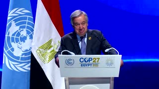 Moment Guterres starts reading wrong speech at COP27