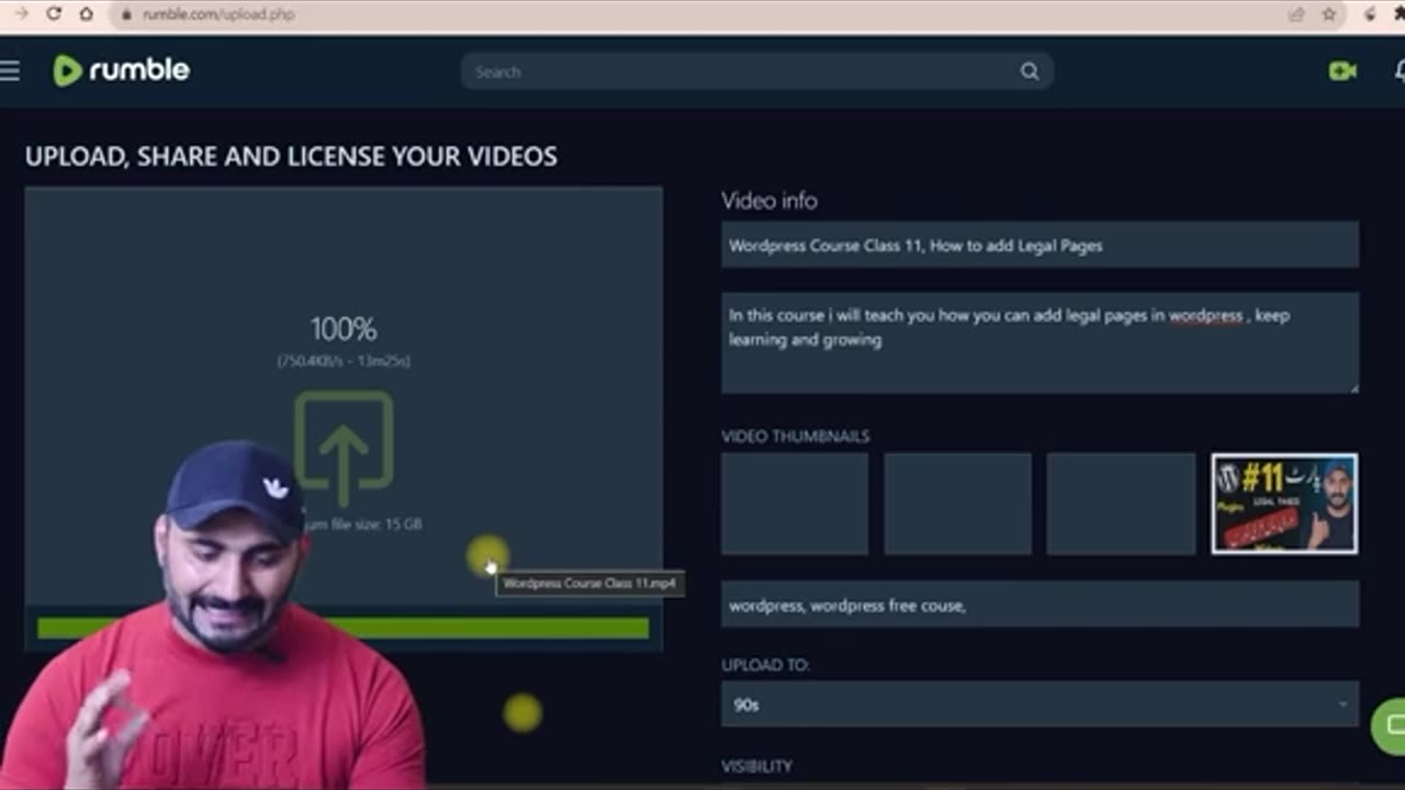 How to sign up rumble account and upload video