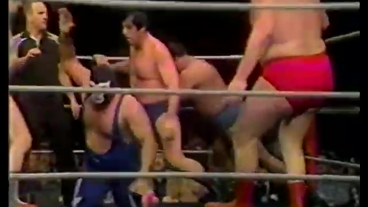 Andre the Giant, Tony Garea & Rick Martel in Six Man Tag