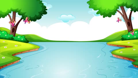 4K Animated cartoon background river landscape l Background For Free l Cartoon Background Animation