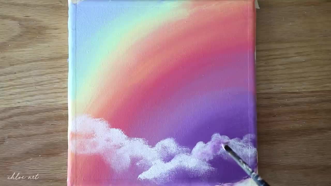 Dreamy Day 🌈Rainbow Sky & Clouds | Step by step Acrylic Painting #144