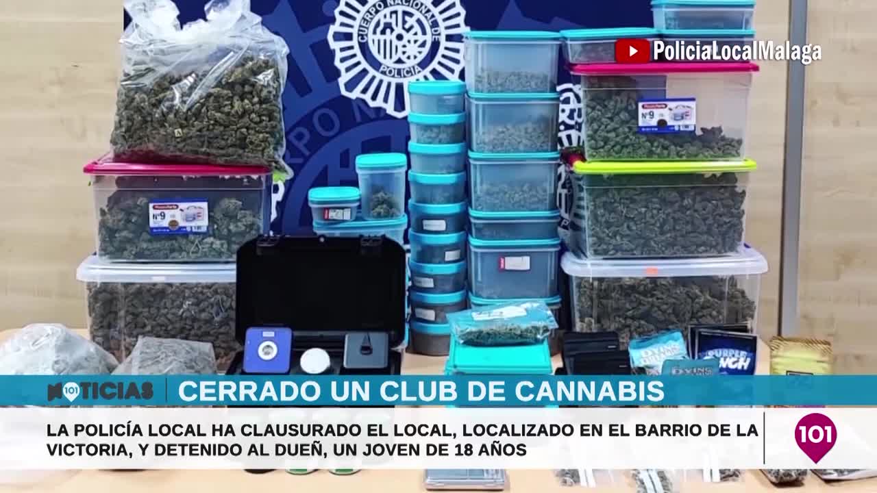 221013 #PolicíaLocalMálaga #PolicíaNacional #Club #Cannabis #Incautación - Noticias 101Tv