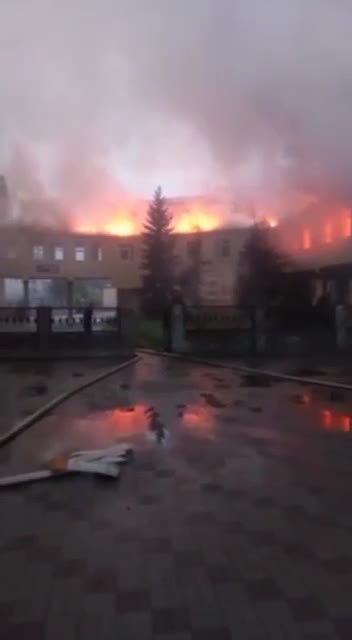 A regional hospital is on fire in Krasny Liman