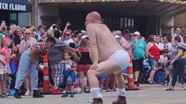 A man twerks for children at a “family-friendly” pride event in Minnesota