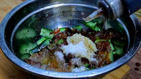 A simple mix of cold dishes served with wine in the farmhouse