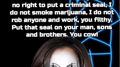 Don't come and put this criminal seal on my skin kamala, I'm Black and I don't smoke weed, I'm Black and I don't steal, I'm Black and I'm not your slave you lying cow!