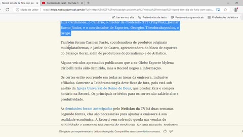 Record tem dia de fúria com passaralho; apresentadora do JR é demitida