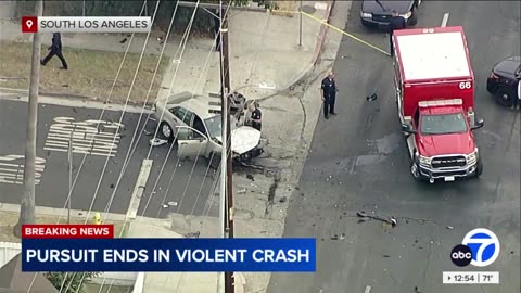 Police chase suspect crashes in South LA while fleeing from cops