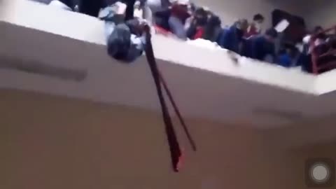 Bolivia university students fall to death accident video - caught on cam