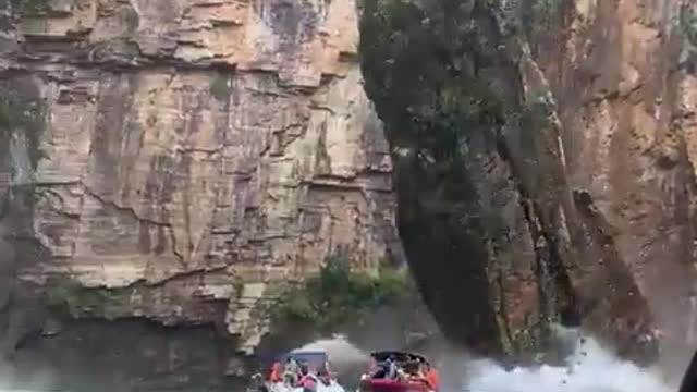 Massive Rockslide At A Lagoon In Brazil