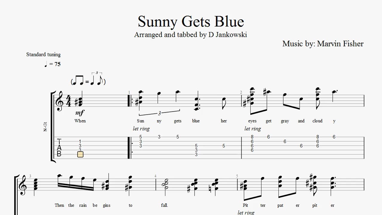 How to play When Sunny Gets Blue on guitar