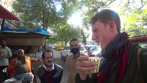 Come on we can see our Indian street local Members and Vlogger Chris Lewis having Chai