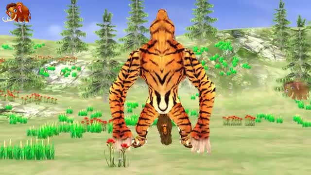 Giant Tiger W Save Cow Cartoon Attacked by Giantut