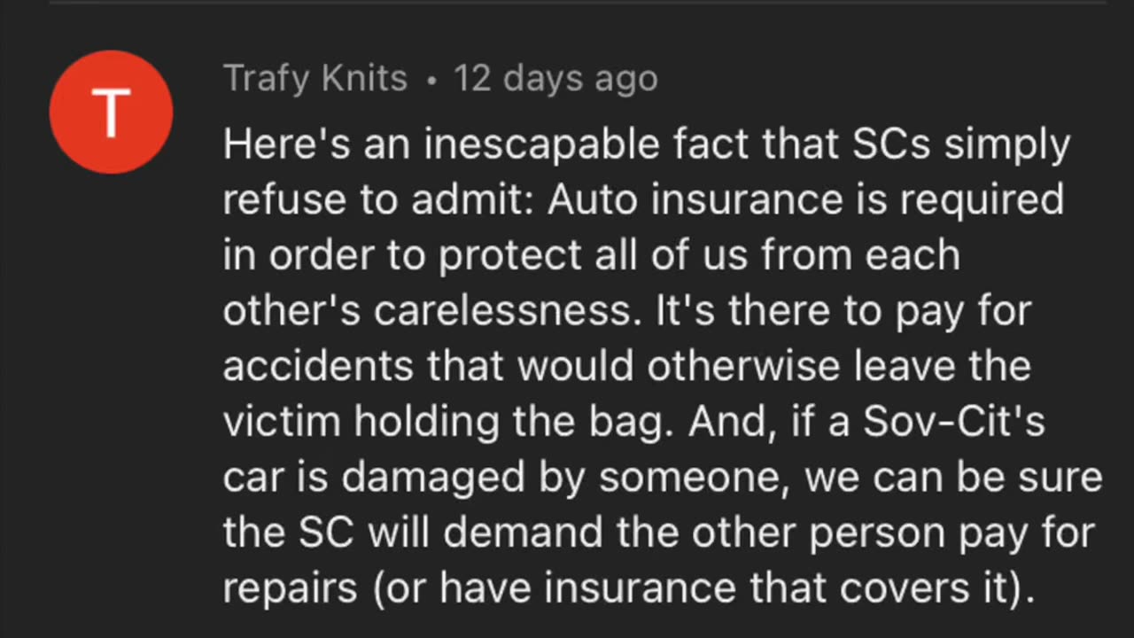 Responding to YouTube comments: insurance is theft.