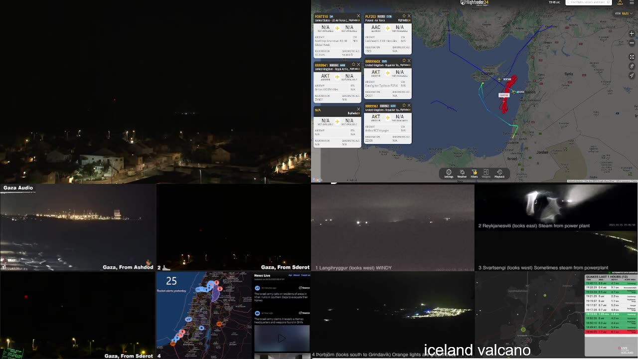 Live Cams From GAZA ISRAEL Multicams and Aircraft Tracking Iceland Volcano