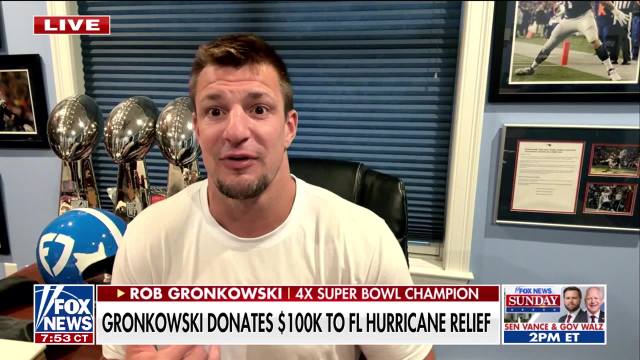 Rob Gronkowski donates $100K to Florida hurricane relief ‘Any contribution will help’