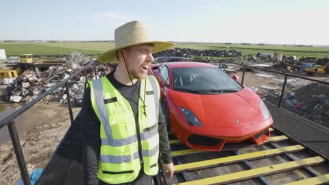 World's largest shredder vs Lamborghini