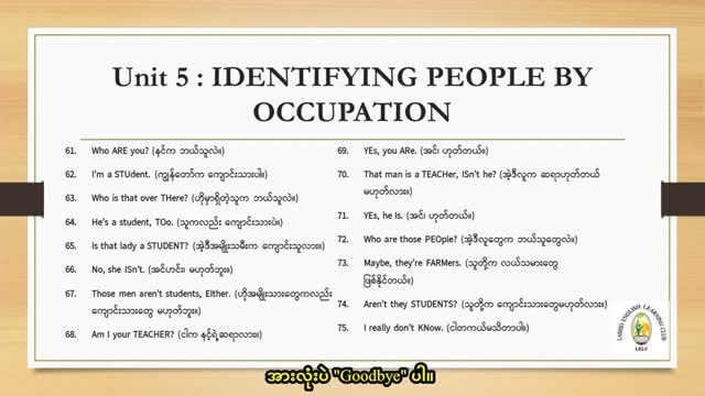 Book 1 Unit 5 Identifying People by Occupation