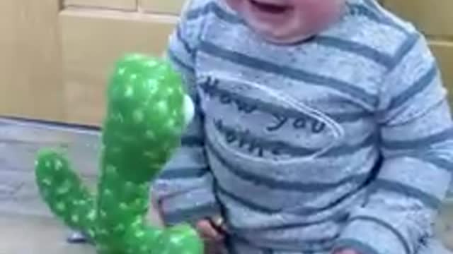 Cute Babies Playing with Dancing Cactus(Hilarious) #shorts #shortvideo #funnybaby