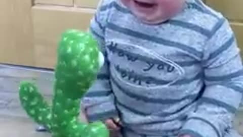 Cute Babies Playing with Dancing Cactus(Hilarious) #shorts #shortvideo #funnybaby