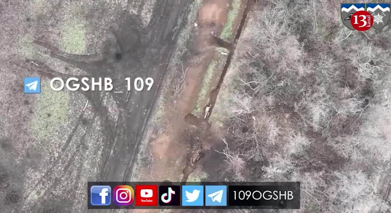 The drone targeted the Russians who were trying to escape from the trench one by one