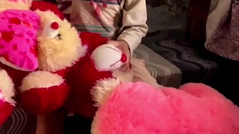 Small baby with teddy