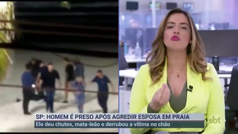 Homem agride mulher na areia de praia no Guarujá (SP)