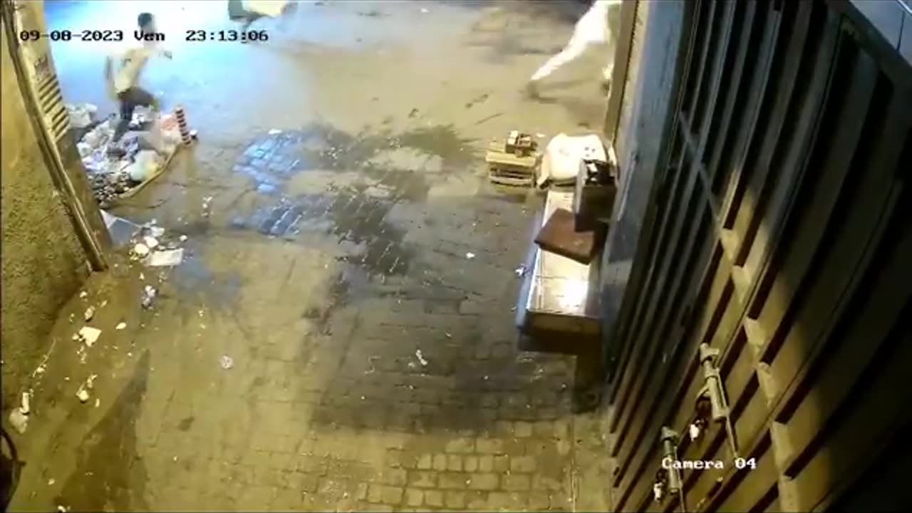 A terrifying moment of a collapse captured by a security camera